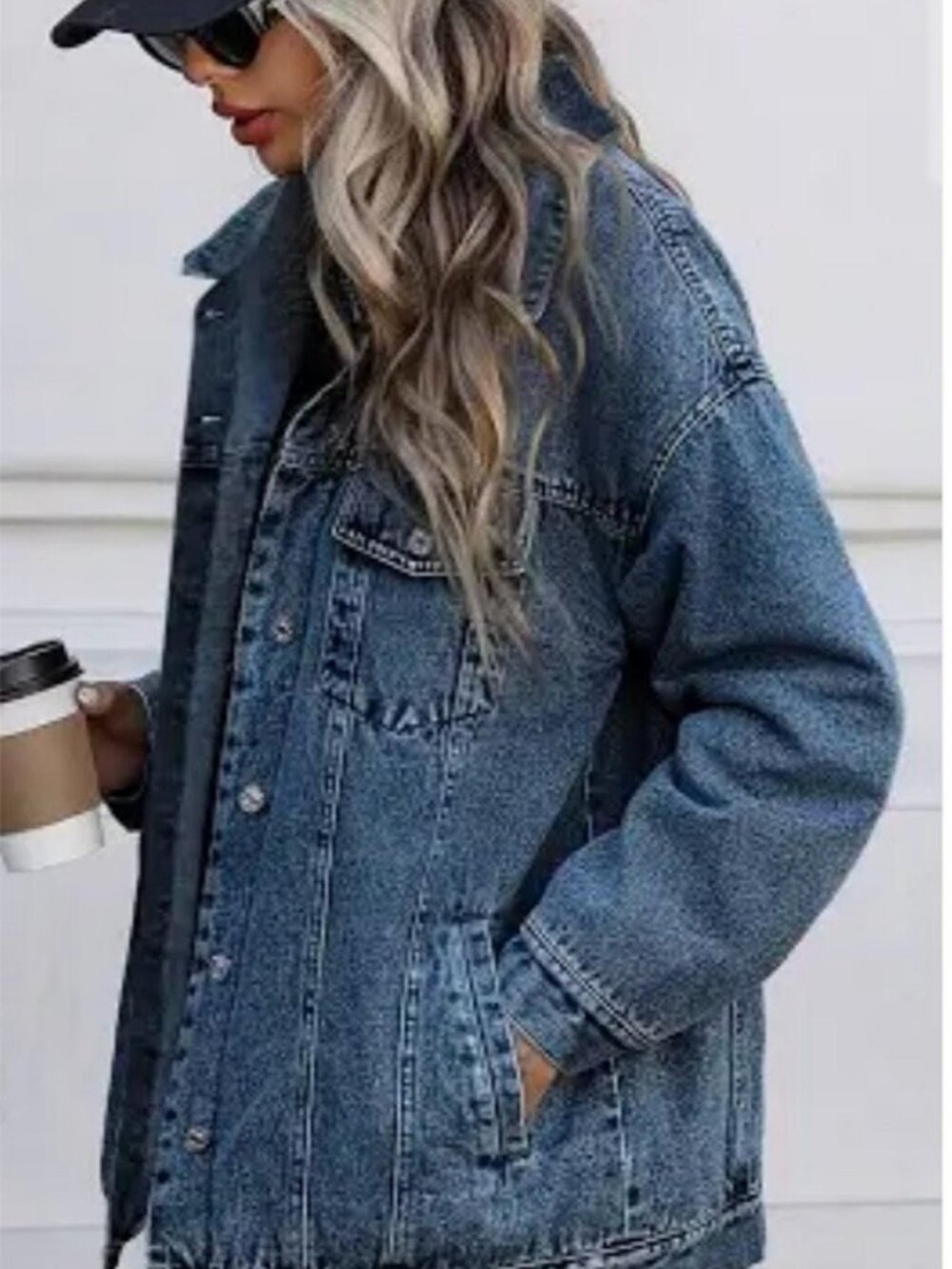 Lucky Brand NWT Oversized Denim Jean Jacket Blue Trucker Size M